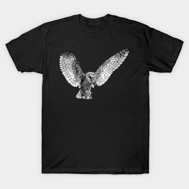 Sketchy Geometric Owl Flying T-Shirt by polliadesign